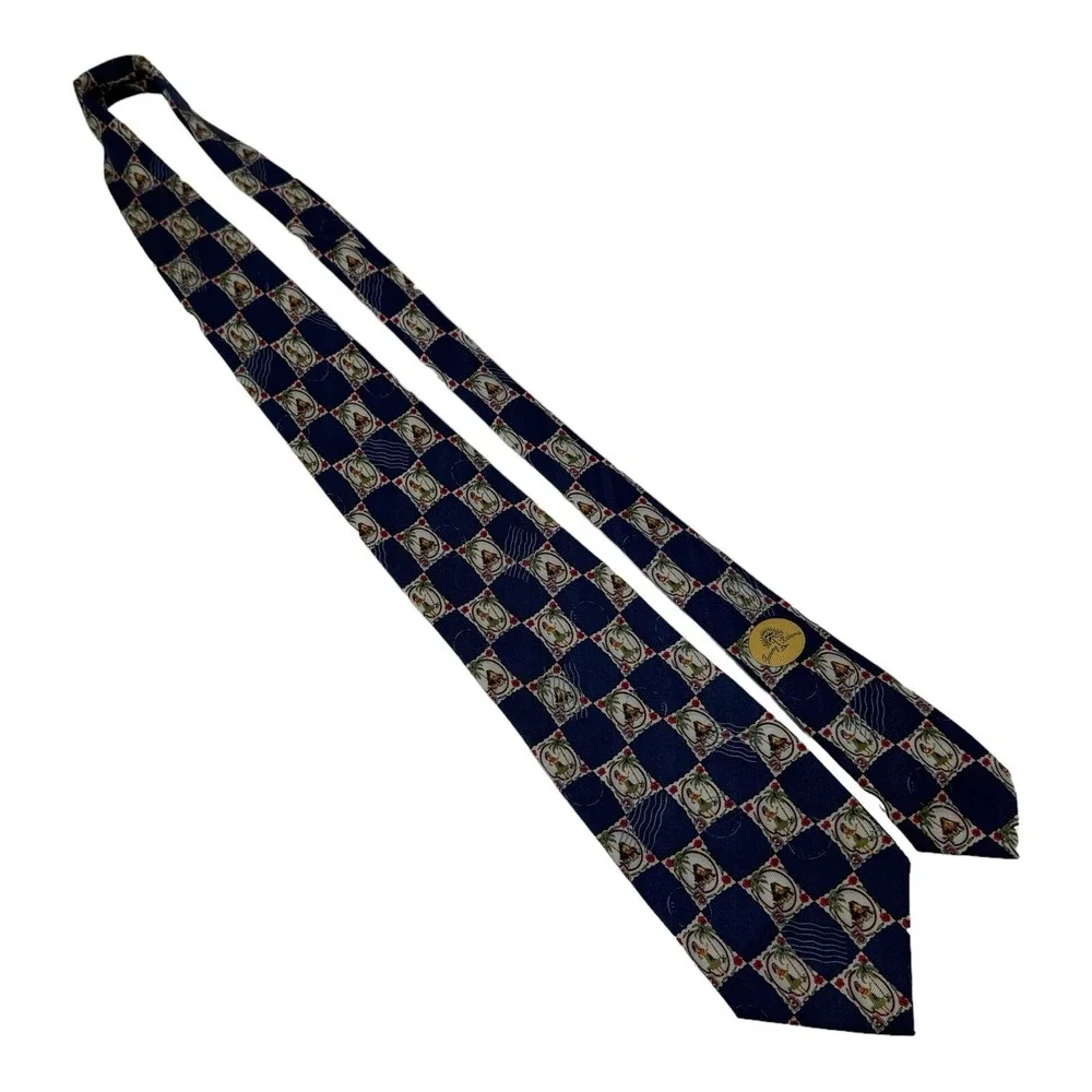 Tommy Bahama Blue Volcano Luau Hawaiian Silk Neck Tie Mens Size 4